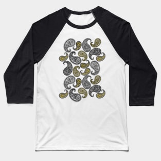 Paisleys pattern - Grey and Yellow Baseball T-Shirt